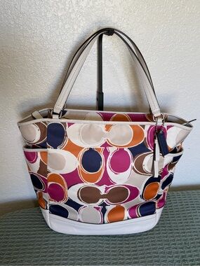 Coach Park Hand Drawn Scarf Print north south tote